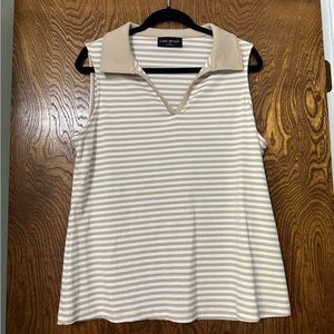 Lane Bryant Collared Striped Ribbed Tank